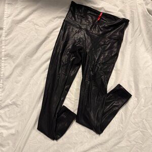 SPANX Faux Leather Leggings – Black – Size Large